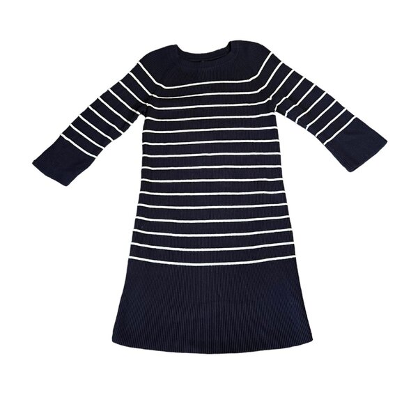 Banana Republic Navy & White Striped 3/4 Sleeve Sweater Dress, Size M - Picture 3 of 8